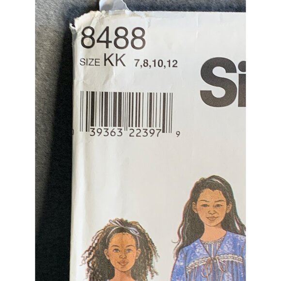 Simplicity Girls Sleepwear Sewing Pattern Sz 7-12 8488 - Uncut - Picture 2 of 4